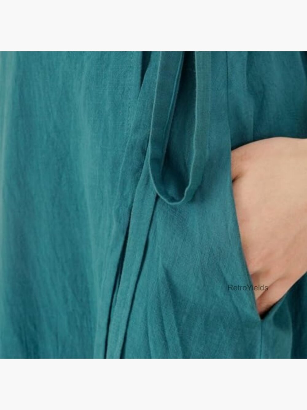 Linen Wrap Maxi Skirt with Pockets A-Line Casual - Picture 2 of 7